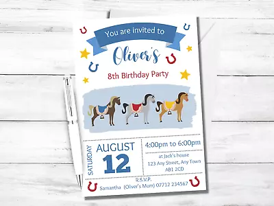 Horse/Pony Riding PERSONALISED Invitations - Boys/Girls Birthday Party Invites • £4.45