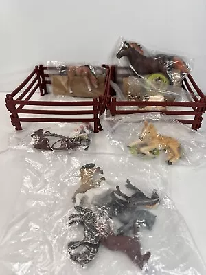 Playset Plasitic Horses And Brown Fences Lots • $23