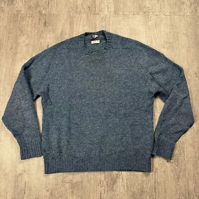 Vtg Alan Paine Shetland Wool Sweater Made In England Pullover Blue Mens 42 Rare • $49.99