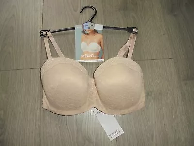 M&s Marks & Spencer Opaline Lace Multiway Strapless Bra 5 Ways To Wear Size 30dd • £8.99