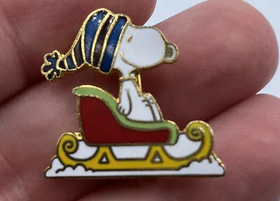 Vintage Snoopy Pin Sleigh Ride Aviva Taiwan United Feature • $20.36