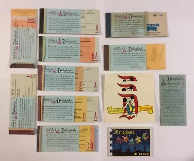 9 Vintage Disneyland Ticket Coupon Books 1 Magic Key 3 Adult 4 Child 1 Parking • $79.99