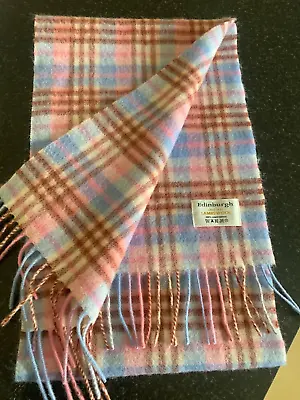 Edinburgh Brand Lambswool Scarf Pink Blue Mix • £9.99