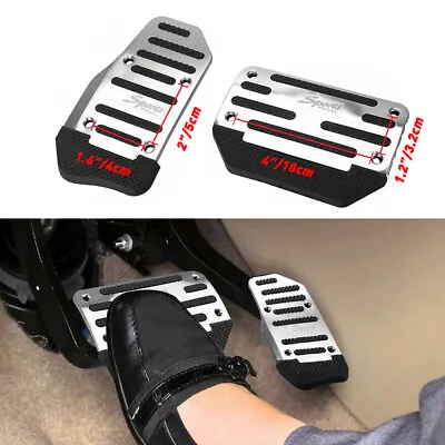 2X Non-Slip Silver Automatic Brake Gas Pedal Foot Pad Cover Car Accessories EXD • $11.99