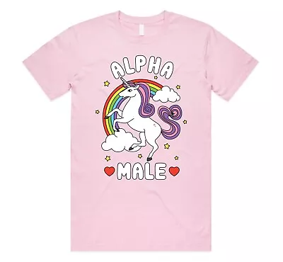 Alpha Male T-shirt Top Funny Meme Unicorn Gift Unisex Joke Prank Fathers Day • £11.99