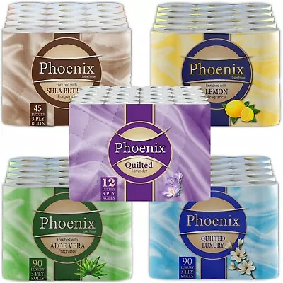 Phoenix Range Quilted 3 Ply Scented Luxury Toilet Paper Tissue - 45 / 60 Rolls • £14.99