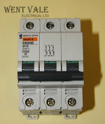 £38.19 • Buy Merlin Gerin Multi 9 - C60HD310 - 10a Type D Triple Pole MCB New