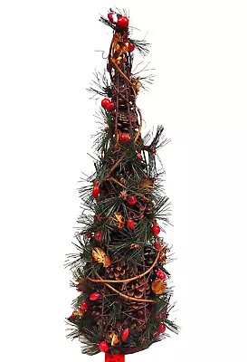 18  Rustic Twig Berries Pine Cone Twist Christmas Tree Decorative Tabletop Tree • $24.99