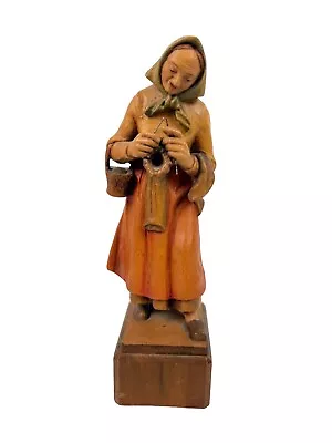 $99.99 • Buy Vintage Female Portrait Wood Carving Anri Italian Sculpture Woman Knitting 7”