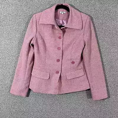 Miu Miu Blazer Jacket Womens Size 38 Pink Tweed Long Sleeves Wool Blend Office • $151.99