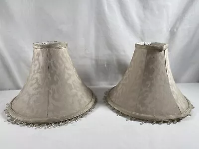 Pair Of Vintage Textured Fabric Beaded Bell Lampshade Lamp Shade #20 • $59.25