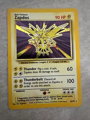 Pokémon TCG Zapdos Base Set 16/102 Holo Unlimited Holo Rare • $34