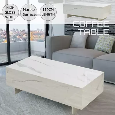 Modern Rectangular Living Lounge Room Furniture Coffee Table High Gloss White • $129