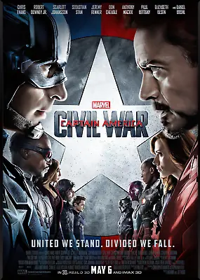 Marvel Captain America Civil War A4 Posterscanvas Framed Print  Various Sizes • £74.99