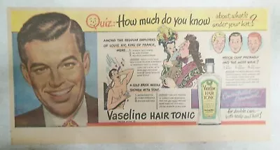 Vaseline Hair Tonic: Quiz: How Much Do You Know ! From 1940's • $15