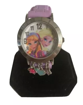 Disney Watch Women Silver Tone Swatch Stainless Charm Elsa Ana BAND New Battery  • $14.99