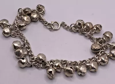 Vintage Silver Tone Belly Dancer Jingle Bell Charm Dangle Anklet • $9.99