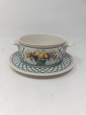 Set Of 6- Villeroy & Boch Cream Soup Bowls And Saucers- Basket Pattern • £149.99