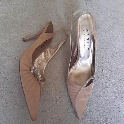 Gold Satin Vintage Shoes Size 40 Wedding Prom Rrp £129 Worn Twice • £12