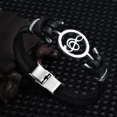 Stainless Steel Music Note Bracelet - Men's Simple Fashion Hand Accessory • $12.42