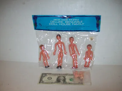 Vintage Miniature Dollhouse Furniture~4 Bendable Doll Family~Boy & Girl Baby~DB • $12.99