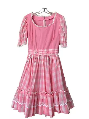 VTG Child's Square Dance Dress Handmade Pink Gingham Check Rockabilly Clogging • $65