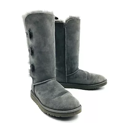 Ugg Australia Bailey Button Triplet Gray Boots Womens Size 8 • $39.99