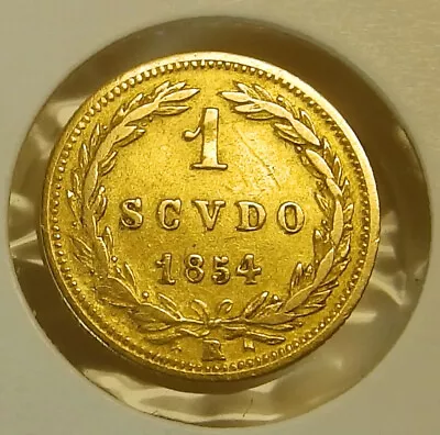 Papal States 1 One SCUDO  Gold 1854 IX ROME Vatican  Low Mintage   Rare!! • $399.99