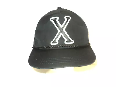 Malcolm X Cap Vintage Black Outlined X Unstructured Rope Trim Yupoong Snap Back • $60.45