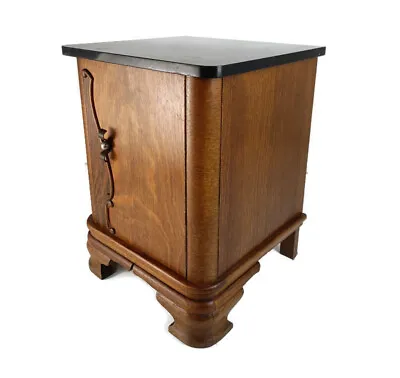 Stylish Art Deco Antique Nightstand End Table Wood Marble Top Cabinet  • $626.75