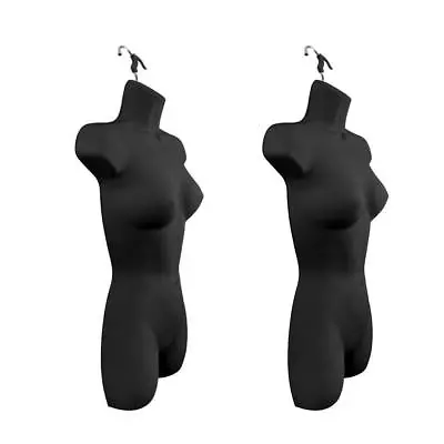 New Female Dress Mannequin Form (Hard Plastic / Black) With Hook For Hanging 2pk • $45.28