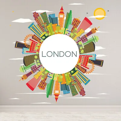 London Circular Skyline Colourful UK City Wall Sticker WS-46341 • £10.98