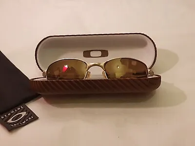 Oakley Big Square Wire Sunglasses Platinum Frame Gold Iridium Polarized Lenses • £199