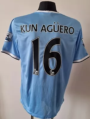 Manchester City 2013 - 2014 Home Wins Premier League Nike Shirt #16 Kun Agüero • $100