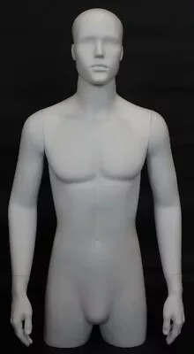 New! 43 In H Male 3/4 Torso Mannequin Head Body Arms Free Standing White MT5E-WT • $209.99
