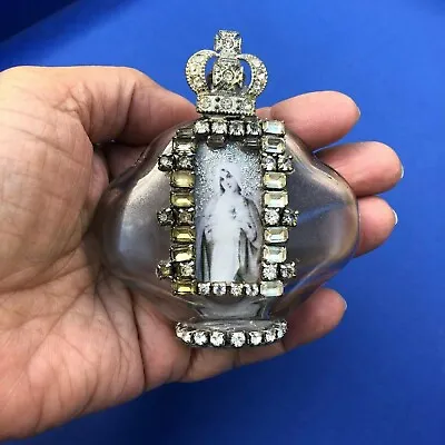 Altered Art Bottle Madonna Virgin Mary Rhinestones UPCYCLED Jeweled Bottle #130 • $24.99