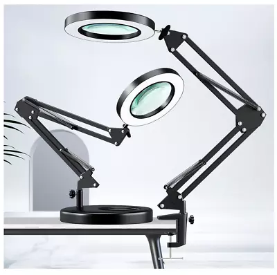 HITTI 10X Magnifying Glass W/ Light 1800 Lumens Stepless Dimmable LED Dual Base • $44.99