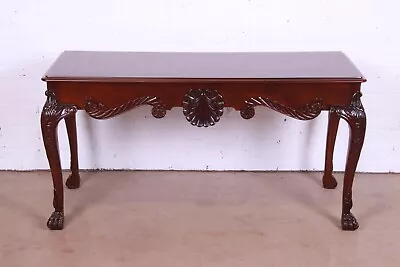 Baker Furniture Georgian Carved Mahogany Console Or Sofa Table Newly Refinished • $2995