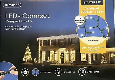 *NEW* LED Compact Twinkle Lights Warm White 500 Lights 36.1’ FACTORY SEALED • $19.99