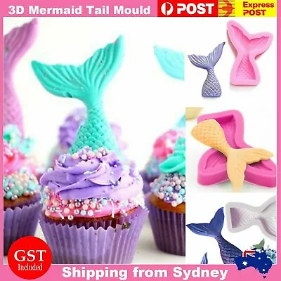 $5.48 • Buy 3D Mermaid Tail Mold Scale Silicone Fondant Cake Mould Decor Sugar Chocolate Jel