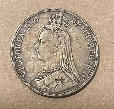 Great Britain - 1890 Large Silver Victorian Crown - Popular • $80