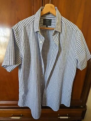 £9.99 • Buy Short Sleeved Blue Check Atlantic Bay Shirt Size L Large