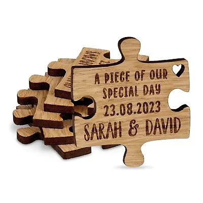 £9.99 • Buy Personalised Jigsaw Puzzle Wedding Favours Table Decorations Wooden Charms Tags