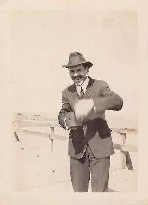 Vintage Snapshot Man Suit Hat Fashion Mobster Style Brownie Camera Photo 1900's • $4.99