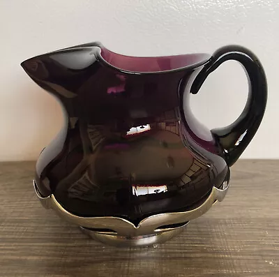 VTG FARBER BROS- Amethyst Purple Coffee/Tea Pitcher Krome Kraft Cambridge Glass • $25