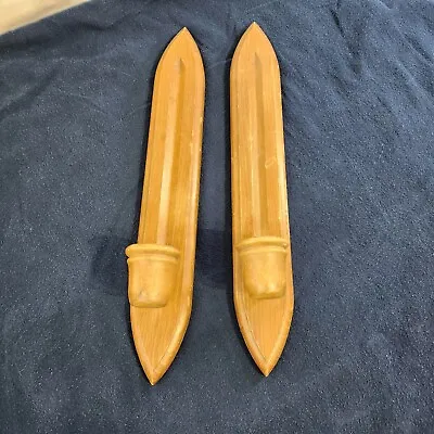 Cornwall Wooden Wall Candle Sconces Mid Century Modern Taper Holders Made In USA • £21.19