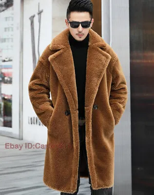 Winter Men Faux Fur Coat Faux Fur Warm Coat Long Parka Lepal Collar Outwear • $86.29