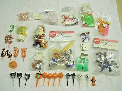 Vintage Wilton Cake Toppers Decorations Lot Of 100 Halloween Football Baseball • $19