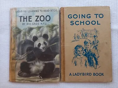 Vintage Ladybird Books  1959/60 SERIES 563 'The Zoo' & 'Going To School' 2'6d OK • £13