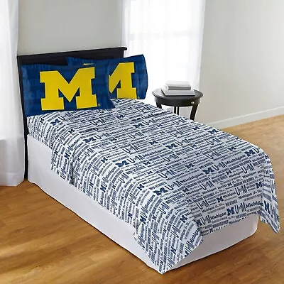 The Northwest Company Michigan Wolverines Microfiber 4 Piece Full Sheet Set • $37.95